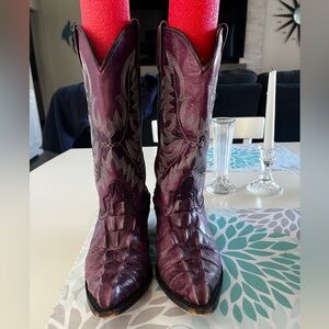 El Presidente Purple Gold Collection Horn Back Crocodile Cowboy Boots Size6
